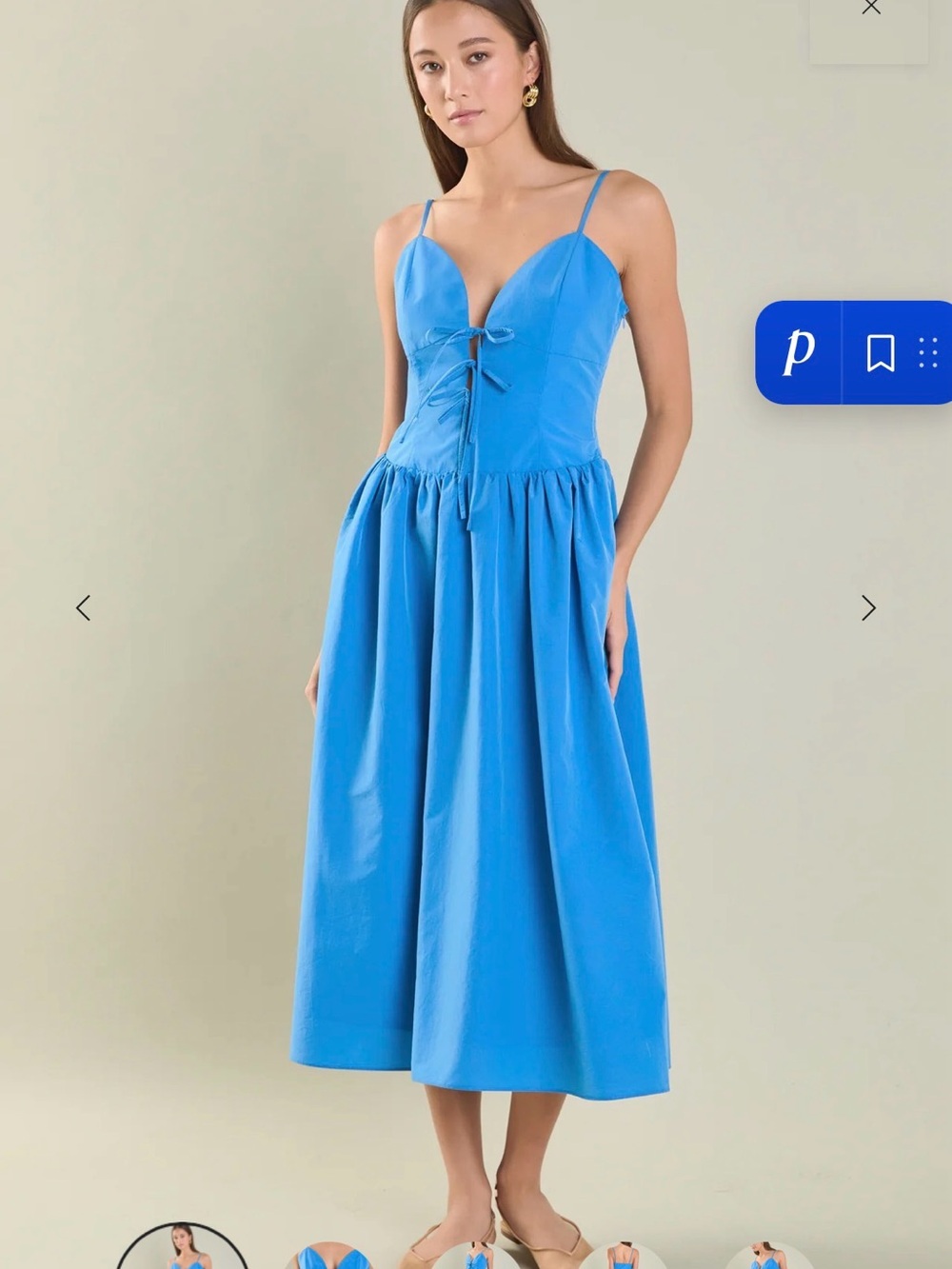 Endless Rose Bright Blue Spaghetti-Strap Midi Dress